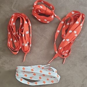 NEW Shoelaces 4 Pairs Orange & White Heart🧡🤍 Shoelaces, 44 Inches Long.